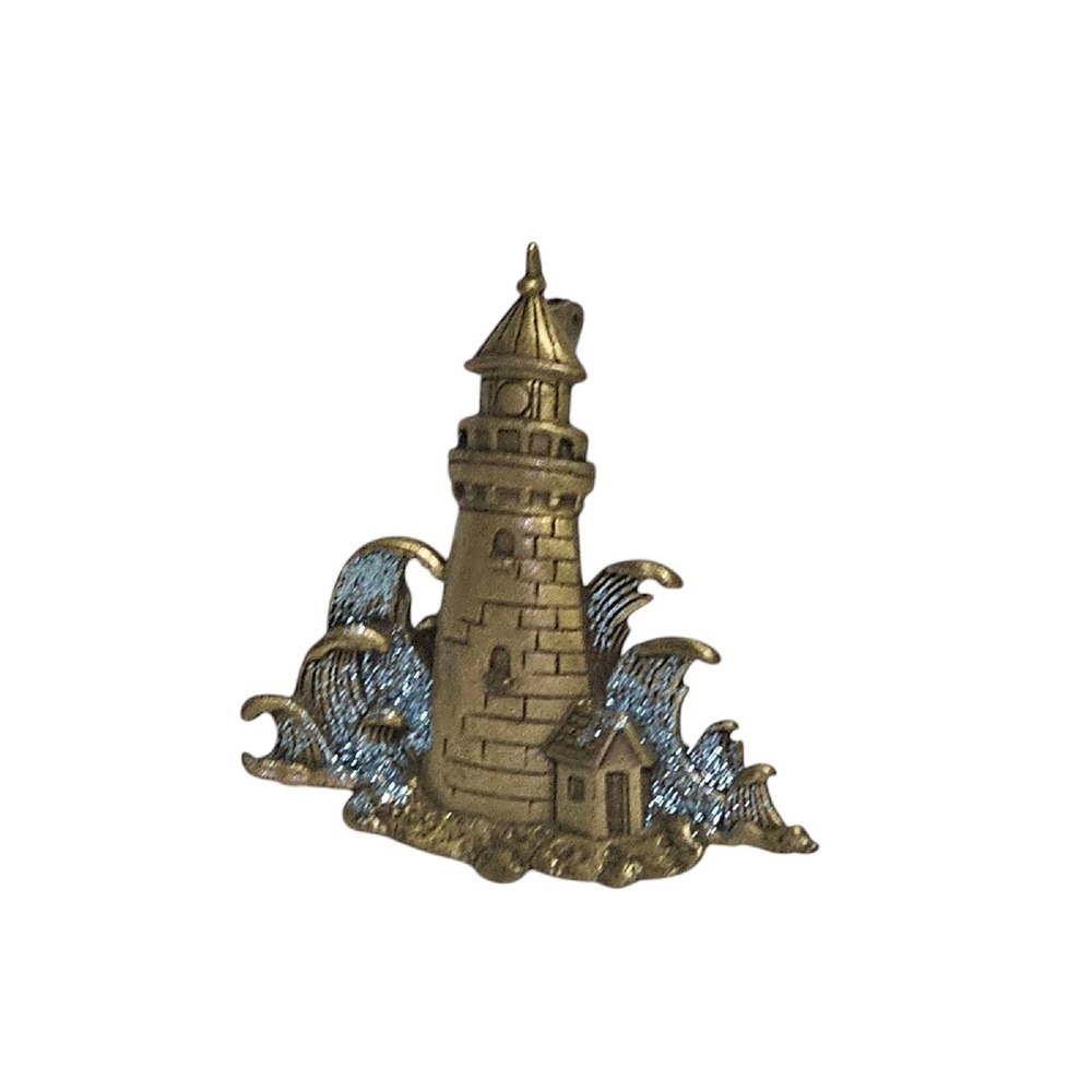 JJ‎ Lighthouse Brooch Pin Coastal Ocean Sea Waves Nautical Jewelry - Picture 4 of 10